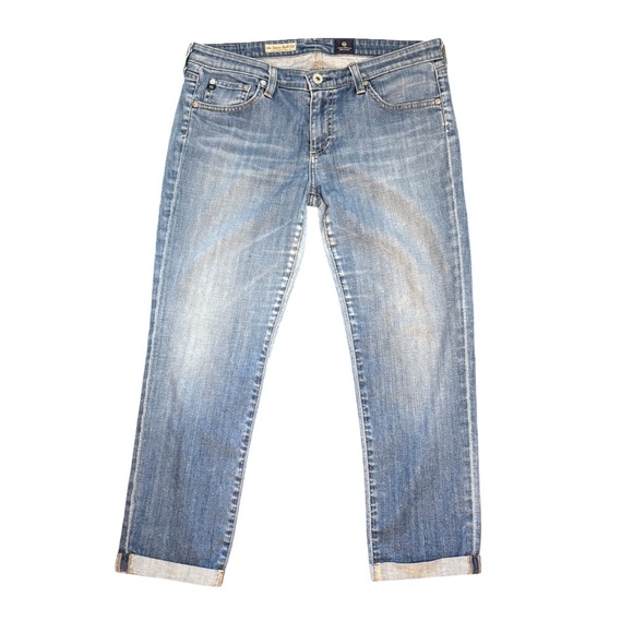AG Adriano Goldschmied The Stevie Roll Up Slim Straight Mid Rise Blue Jean Sz 31 - Picture 1 of 9